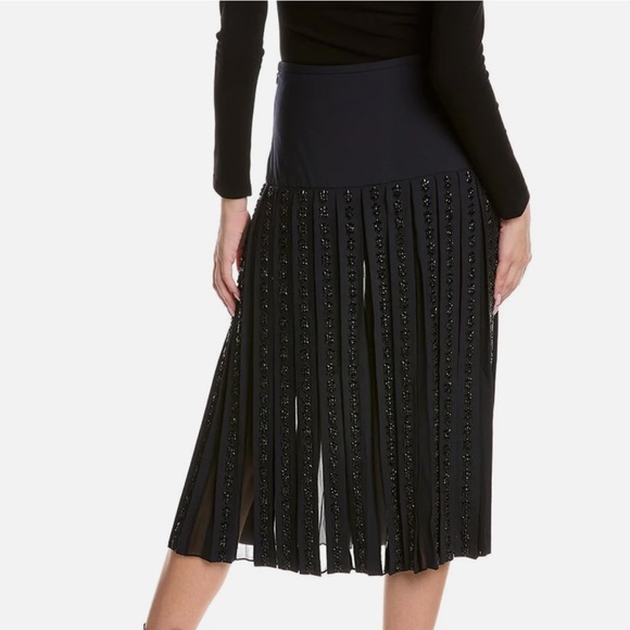 ❌❌ MICHAEL KORS COLLECTION GEM EMBROIDERED STRETCH WOOL PLEAT SKIRT - Picture 2 of 4